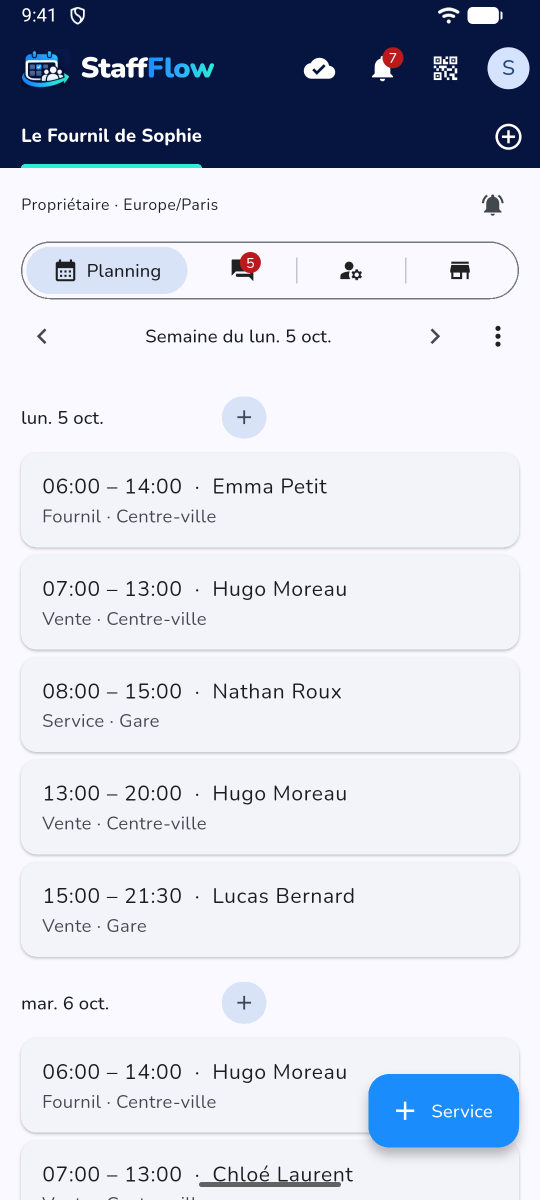 Le planning de la semaine